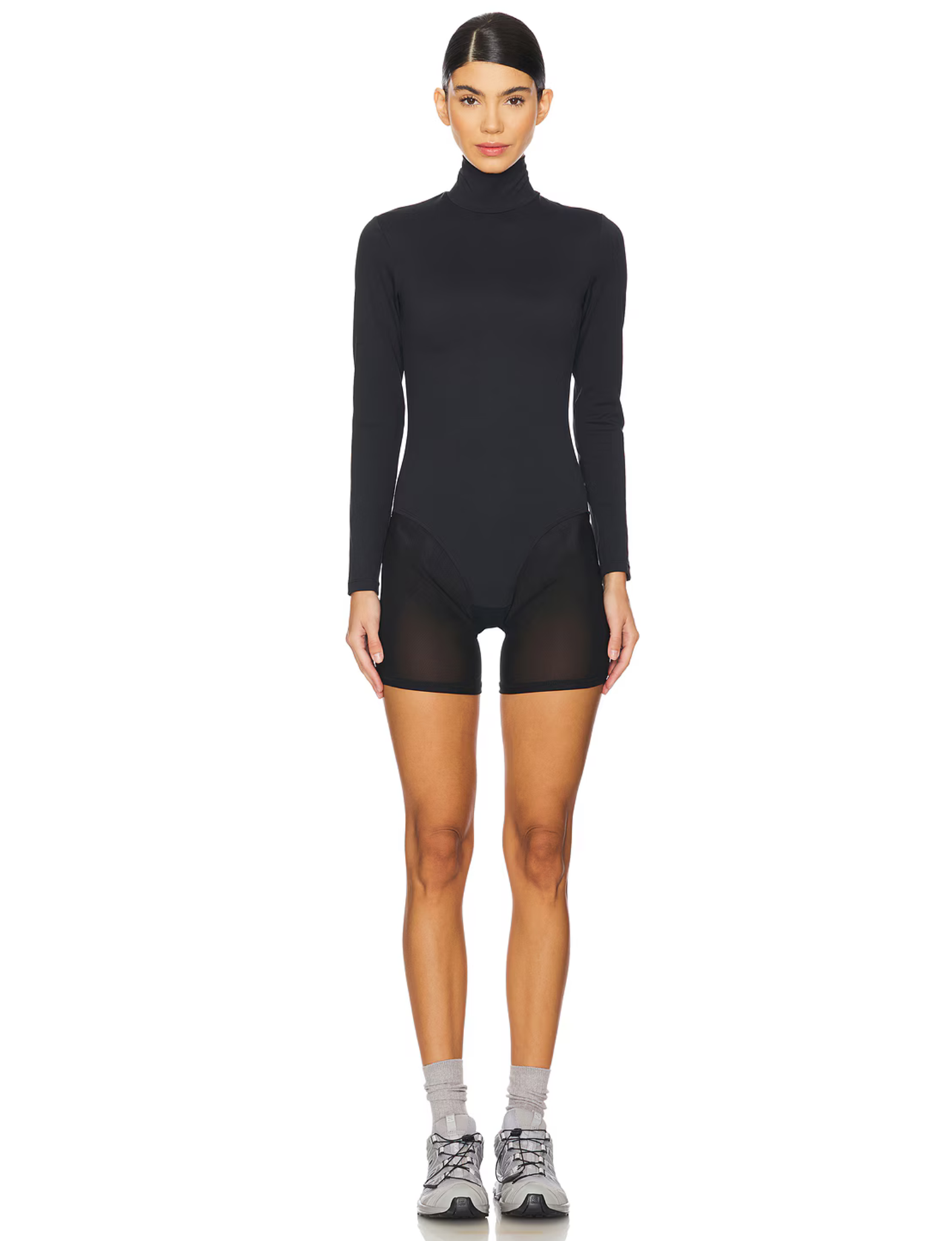 Nubyen Erin Overlay Leotard. Designed for style & performance, this versatile leotard features a chic overlay design that transitions seamlessly from workout to casual wear. Crafted from high-quality, breathable, & stretchable fabric, it provides optimal comfort and support for activewear dance, or fitness routines. Ethically made, the Erin Overlay Leotard combines elegance with functionality, empowering you to move confidently. Perfect for those who value fashion-forward activewear that embodies excellence