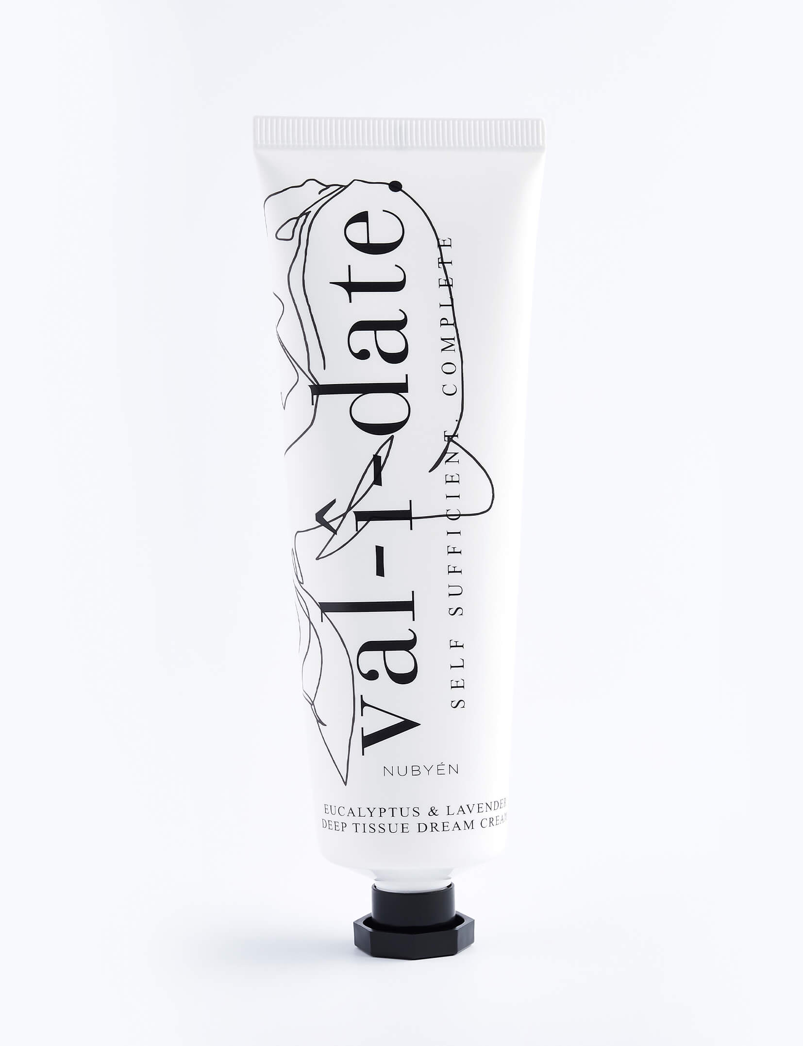 Nubyén Val-î-date Eucalyptus & Lavender Deep Tissue Dream Cream - Soothing moisturizer for muscle tension relief and post-workout recovery. Enriched with natural ingredients like Manuka honey, grape-seed oil, and eucalyptus to brighten, hydrate, and soothe. Vegan, cruelty-free, and sustainable