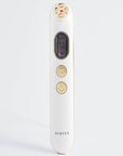 Transform your skincare routine with the Muse Beauty Inheritance 24K Gold Skin-Beautifying Device. Designed to reduce fine lines and wrinkles, this portable tool stimulates collagen and elastin production using nano-current technology. Its 24K gold-plated electrodes improve skin brightness, circulation, and firmness while reducing inflammation and redness. Perfect for at-home or on-the-go use, this advanced skincare device enhances your natural glow, leaving your skin rejuvenated, contoured, and youthful. C