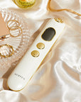 Transform your skincare routine with the Muse Beauty Inheritance 24K Gold Skin-Beautifying Device. Designed to reduce fine lines and wrinkles, this portable tool stimulates collagen and elastin production using nano-current technology. Its 24K gold-plated electrodes improve skin brightness, circulation, and firmness while reducing inflammation and redness. Perfect for at-home or on-the-go use, this advanced skincare device enhances your natural glow, leaving your skin rejuvenated, contoured, and youthful.
