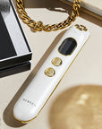 Transform your skincare routine with the Muse Beauty Inheritance 24K Gold Skin-Beautifying Device. Designed to reduce fine lines and wrinkles, this portable tool stimulates collagen and elastin production using nano-current technology. Its 24K gold-plated electrodes improve skin brightness, circulation, and firmness while reducing inflammation and redness. Perfect for at-home or on-the-go use, this advanced skincare device enhances your natural glow, leaving your skin rejuvenated, contoured, and youthful.