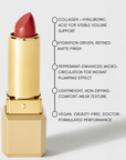 Nubyén Lip Prosperity Plumping Matte Lipstick – A luxurious matte lipstick that plumps, hydrates, and enhances lip volume naturally. Infused with nourishing ingredients like hyaluronic acid and cinnamon, it delivers bold, long-lasting color while keeping lips smooth and moisturized. 100% vegan, cruelty-free, and free from parabens and sulfates, this lipstick is perfect for fuller, healthier-looking lips. Created by medical professionals, it combines beauty and science for confident, radiant results