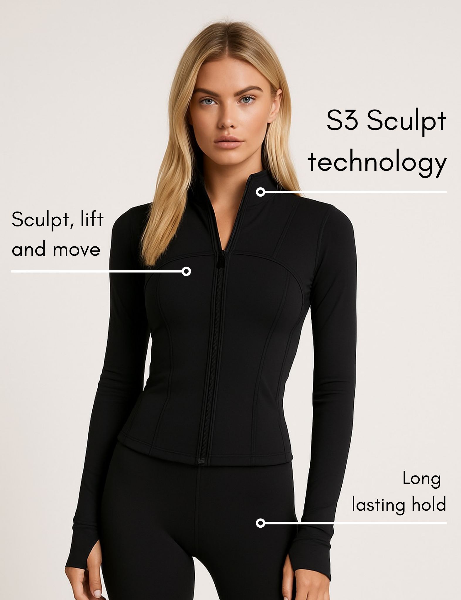 Nubyen Higher Dominion Capsule Sculpt Jacket  women’s sculpting activewear jacket with contour fit, waist-cinching design, and premium technical performance fabric.
