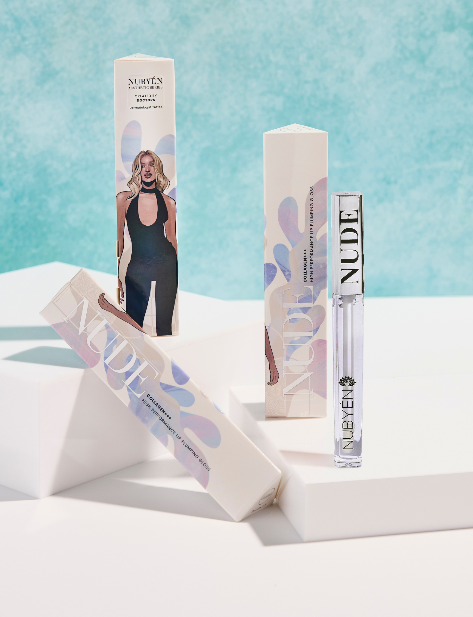 Nubyen Nude Lip Plumping Gloss, a hydrating and volumizing vegan cruelty free lip gloss that plumps lips instantly and acts as an alternative to lip fillers. 