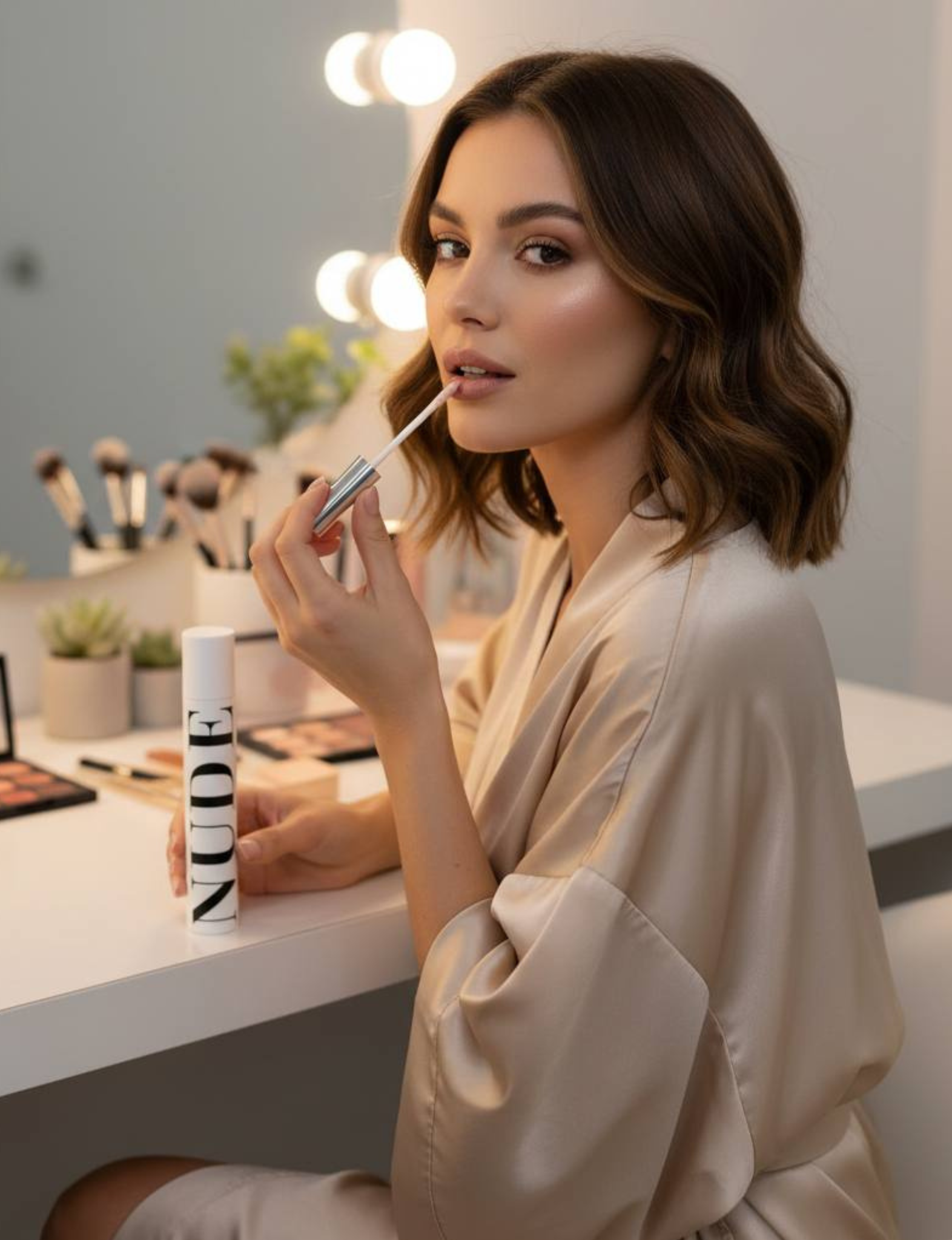 Nubyén Nude Lip Plumping Augmentation Gloss -best safe, reversible lip plumper and a natural alternative to fillers for fuller lips.