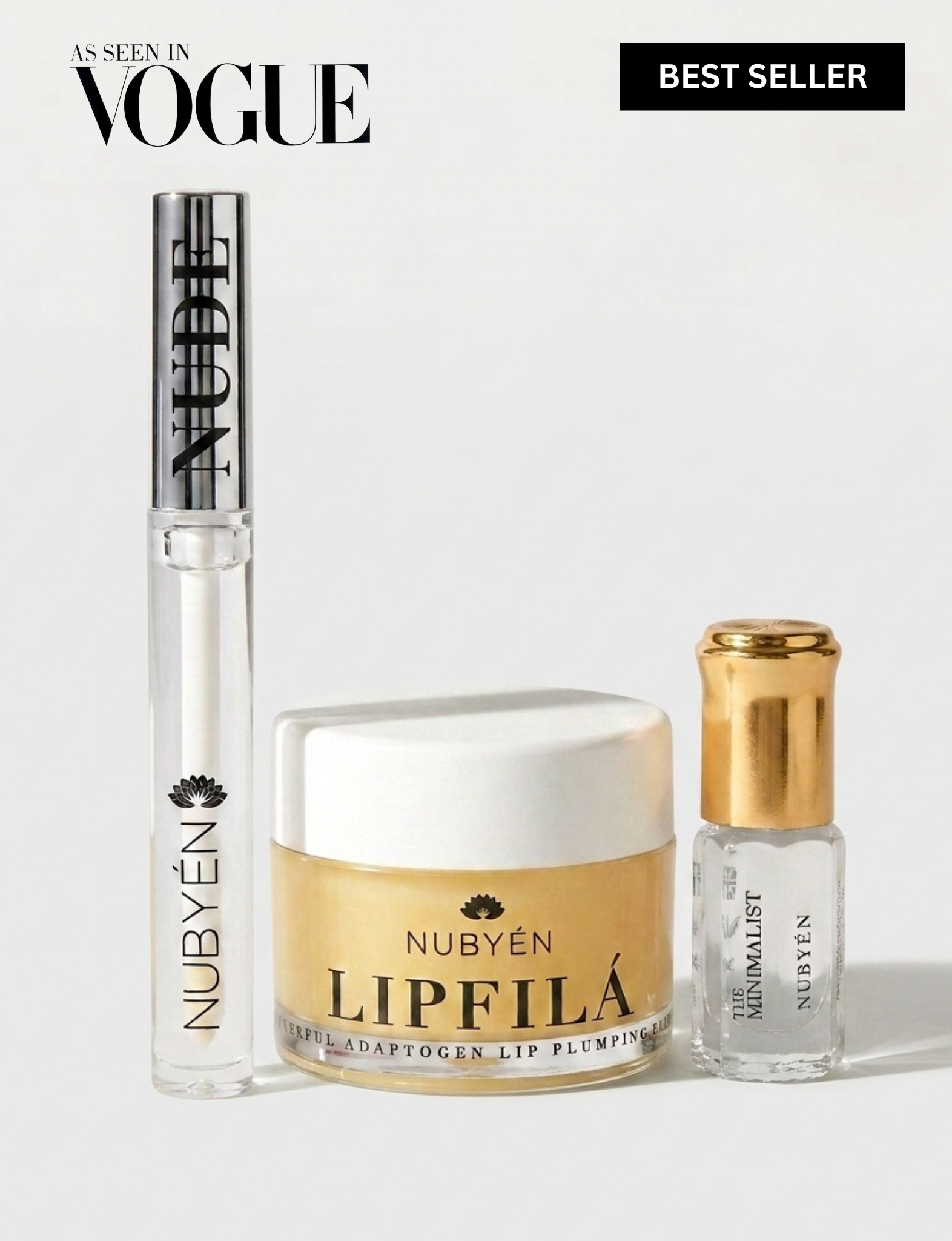 Achieve fuller lips with Nubyén Super Nudes Plumping Lipstick. Vegan, cruelty-free, moisture-matte lipstick infused with peppermint, eucalyptus, lemongrass, and collagen to enhance lip volume naturally. Available in 10 flattering nude shades, perfect for a soft, plump, kissable pout. Safe to use with or without fillers. Clean beauty formula, free of parabens, sulfates, and phthalates.