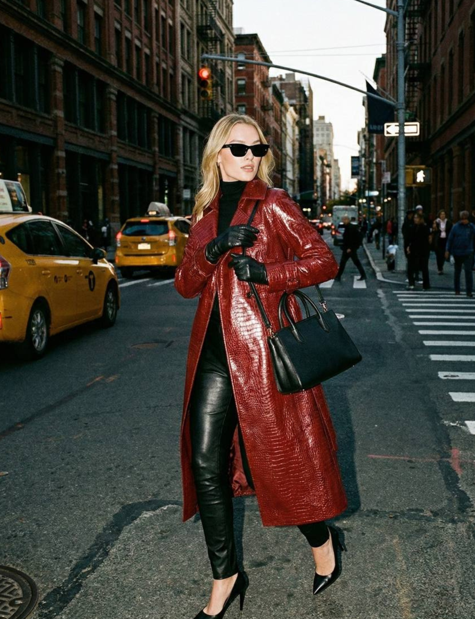 Nubyen best selling  Sleepless in Seattle burgundy trench coat in croc-embossed faux leather