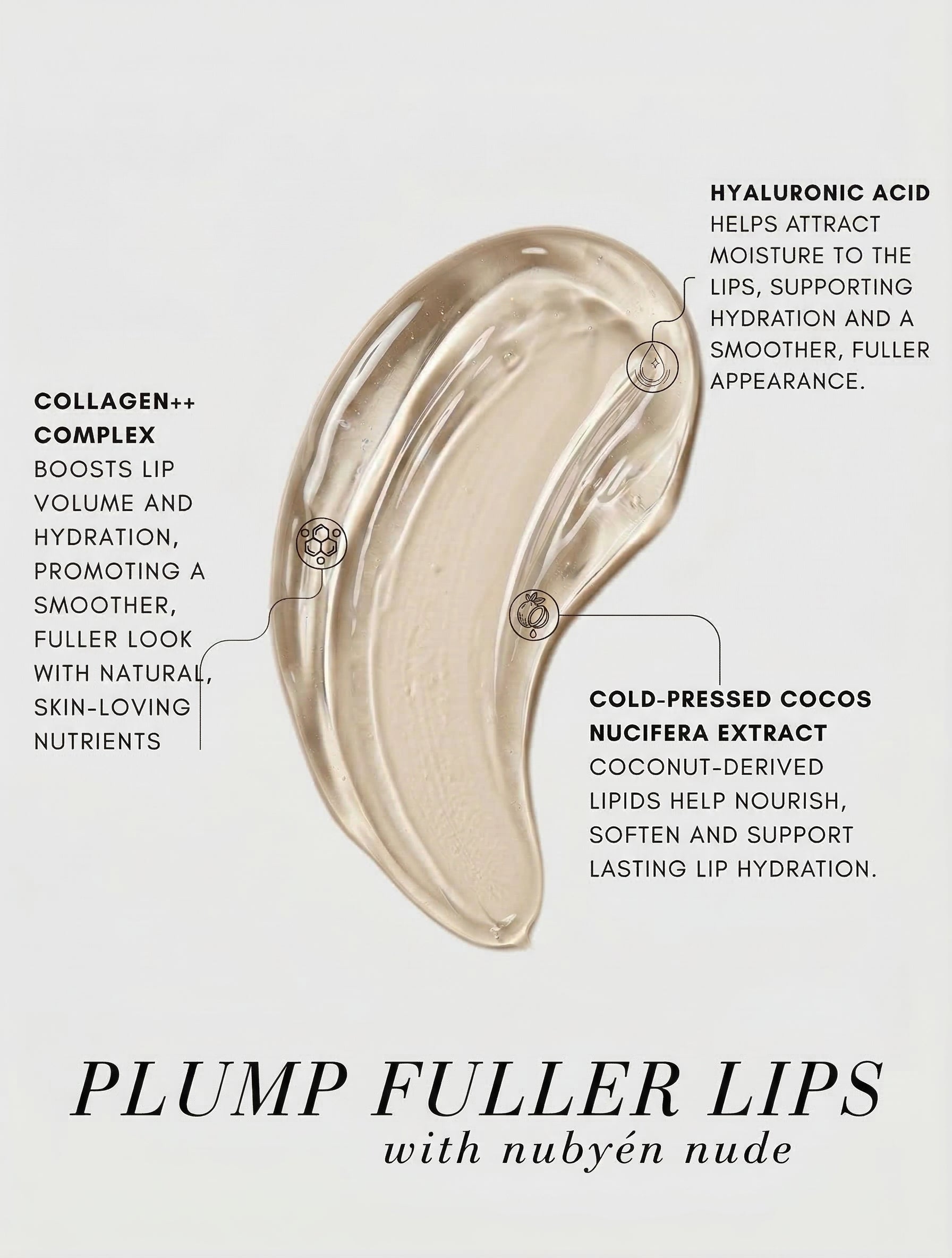 Nubyén Nude Lip Plumping Augmentation Gloss -best safe, reversible lip plumper and a natural alternative to fillers for fuller lips.Nubyen lip plumper, best lip plumper, lip plumping gloss, nubyen lip plumping balm, lip plumping balm, This Lip plumping gloss Nubyen Nude, its our best selling vegan and cruelty free gloss for fuller lips instantly, has natural ingredients such as collagen & hyaluronic acid, best lip plumping lipgloss, best lip plumper, lip filler, full lips, lip injections, to faced lip