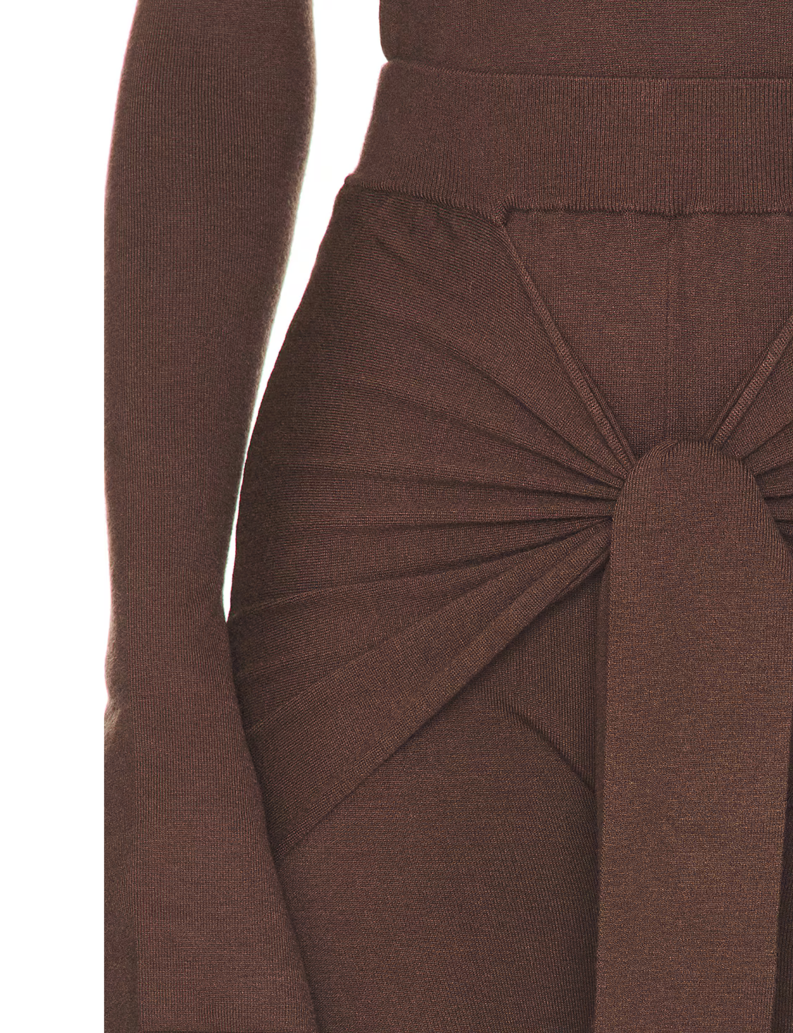 Romy Knit Pants in chocolate brown, featuring a high-waisted fit, soft knit fabric, and a front-tie detail for a stylish and comfortable look. Perfect for casual or elevated cozy outfits