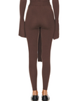 Romy Knit Pants in chocolate brown, featuring a high-waisted fit, soft knit fabric, and a front-tie detail for a stylish and comfortable look. Perfect for casual or elevated cozy outfits